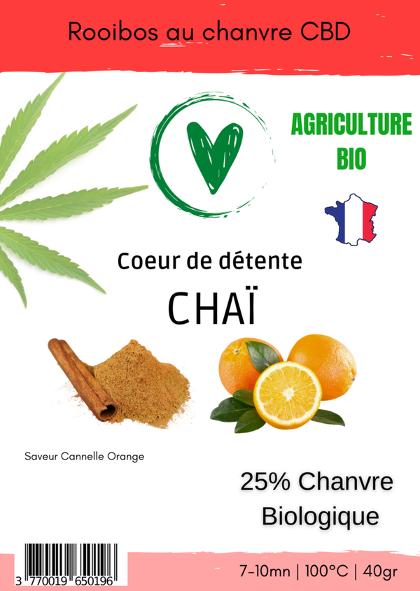 Infusion CBD Rooibos BIO au chanvre | Chaï - Saveur cannelle orange