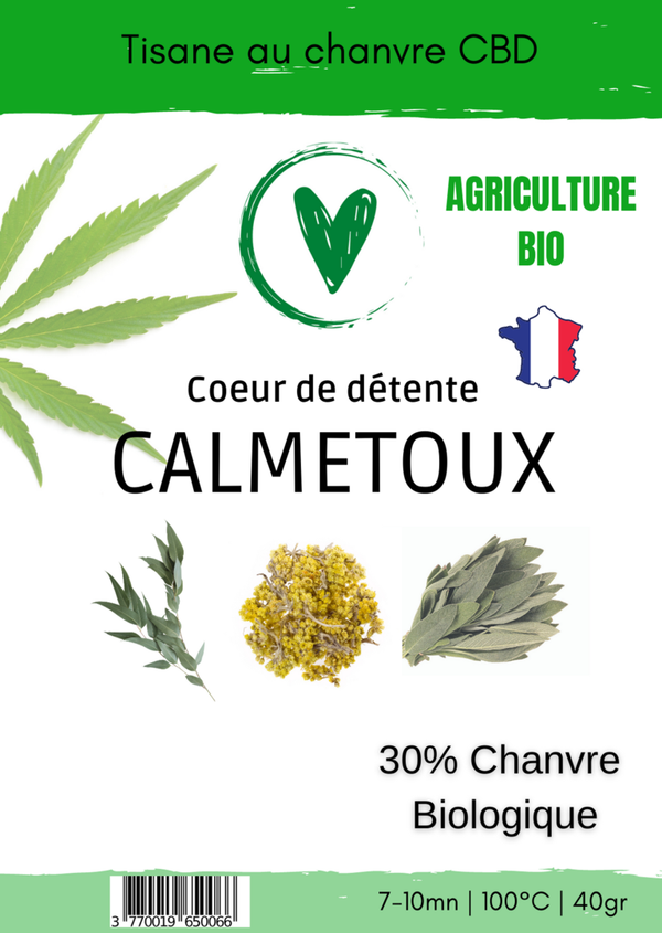Infusion CBD Tisane de plantes BIO au chanvre | Calmetoux