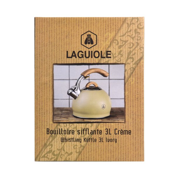 Bouilloire sifflante Laguiole 3L Ivoire| Chêne | Tous feux + 2 infusions offertes